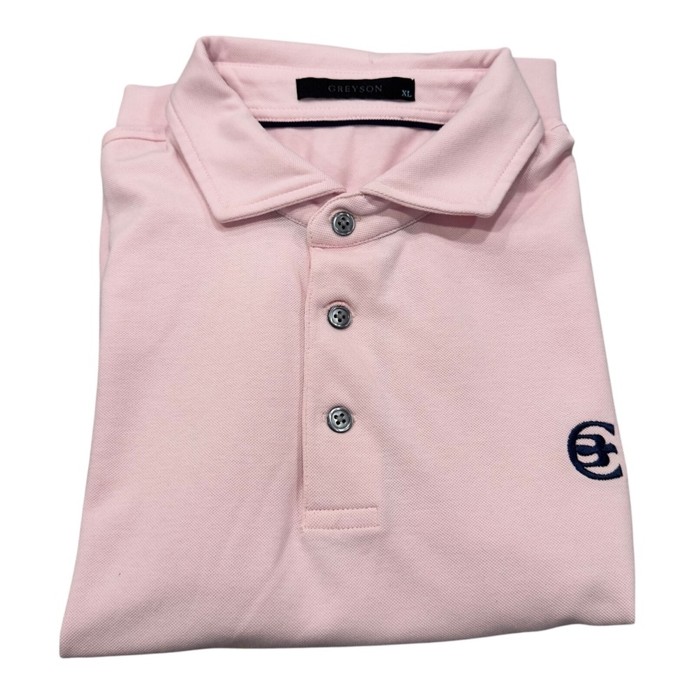 Greyson Polo Shirt Mens XL Pink Short Sleeve brrr Cooling Performance Golf Logo